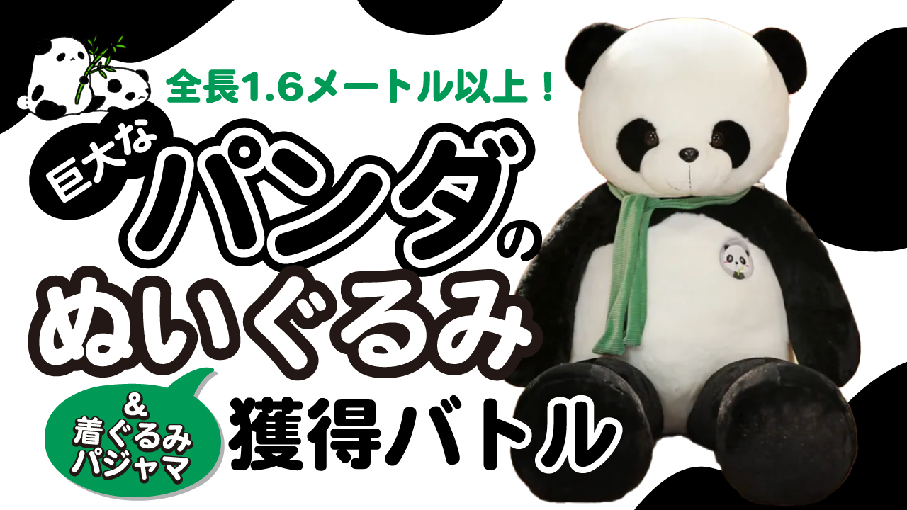 巨大なパンダのぬいぐるみ&可愛い着ぐるみパジャマ♡獲得バトル