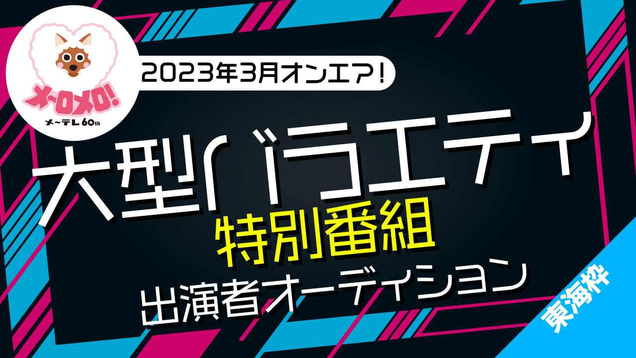 【東海枠】2023年3月オンエア！大型バラエティ特別番組　出演者オーディション