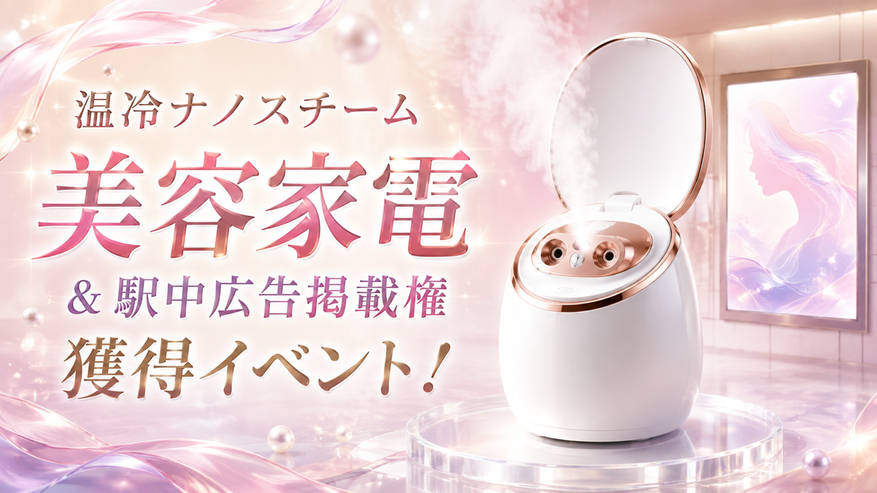 配信前後のうるおいケアへ！温冷ナノスチーム美容家電＆駅中広告掲載権獲得イベント！